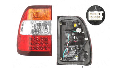 Stop spate lampa Toyota Land Cruiser (Fj100), 05.2005-11.2007, spate, Stanga, partea exterioara; LED; semnalizare portocalie; cu suport becuri; fara omologare, DEPO