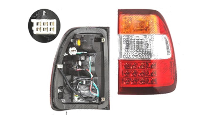 Stop spate lampa Toyota Land Cruiser (Fj100), 05.2005-11.2007, spate, Dreapta, partea exterioara; LED; semnalizare portocalie; cu suport becuri; fara omologare, DEPO