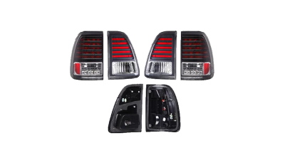Set stopuri Spate Toyota Land Cruiser (Fj100), 01.1998-11.2007, partea Stanga+Dreapta, tip bec LED+WY21W; negru, transparent; set; cu lampa interioara; tuning; Omologare: SAE, Taiwan