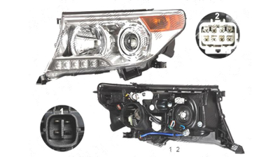 Far Toyota Land Cruiser V8 (Fj200), 01.2012-08.2015, fata, Stanga, xenon; cu LED daytime running light; D4S+HB3+LED+WY21W; electric; fara unitate control; fara ballast; cu motor, TYC