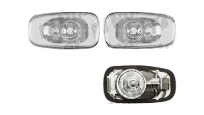 Lampa semnalizare laterala Toyota Prius (Xw20), 10.2003-05.2009; Land Cruiser V8 (Fj200), 11.2007-08.2015; Lexus Is (Xe1), 10.1998-10.2005, fata, Stanga+Dreapta, transparent, silver; fara suport becuri; tuning; fara omologare, Taiwan