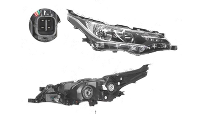 Far Toyota Corolla (E17), 06.2016-, fata, Dreapta, cu LED daytime running light; H11+HB3+LED+WY21W; electric; cu motor;
