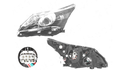 Far Toyota Avensis (T27), 01.2012-07.2015, fata, Stanga, cu LED daytime running light; H11+H9+W21/5W+WY21W; electric; fara motoras;