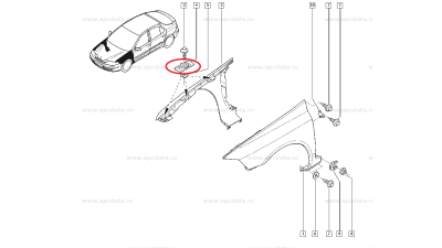 Placa ranforsare contra aripa fata Renault Laguna 2, originala 8200503850