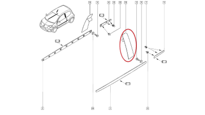 Ornament exterior usa Renault Twingo 2, partea stanga 8200637769