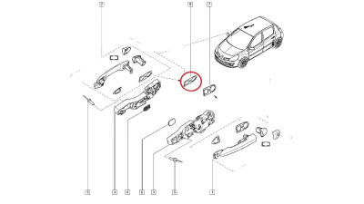 Garnitura maner usa Renault Modus, Laguna 3, Clio 3, usi fata/ spate, stanga / dreapta, Originala 8200736210