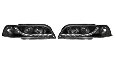 Set faruri tuning Volvo S40 / V40 1996-2000 BestAutoVest partea Dreapta+ Stanga tip bec H1+H1, cu lumina parcare LED, transparent negru