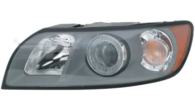 Far Volvo S40 (MS/MW) 10.2003-04.2007 DEPO partea Stanga electric cu motoras tip bec D2S+HB3, culoare rama negru