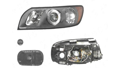 Far Volvo V50 (Ms/Mw), 10.2003-04.2007, fata, Stanga, H7+HB3; electric; grey reflector rim; cu motor, DEPO