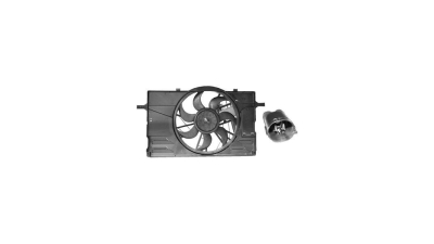 GMV radiator electroventilator Volvo C70, 2006-2013, motor 2.4, 2.5 T, benzina, 420 mm; 3 pini, cu modul de control electronic, 