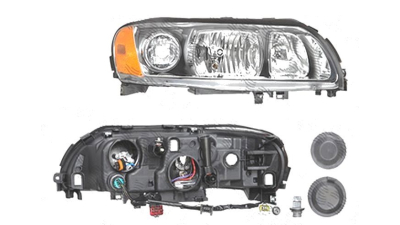 Far Volvo S60 (Rs/P24), 03.2004-03.2010; V70 (P80), 06.2004-03.2007; Xc70 (Sw), 05.2004-09.2007, fata, Dreapta, H7+H9+PY21W+W5W; electric; grey reflector rim; fara motoras, DEPO