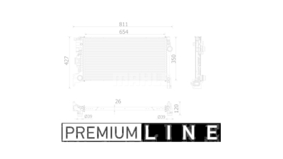 Radiator intercooler Volvo S60/V60 2010-2019, S60/V60 2018-, S90/V90 2016-, Xc60 2017-, 653x334x26mm, MAHLE 90X2081X