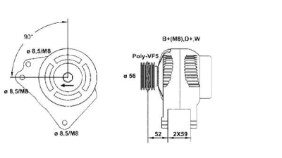 Alternator (fara piesa veche la schimb)  MAGNETI MARELLI Vw Polo (6N1) Arosa (6H) Polo Caroserie (6Nf)