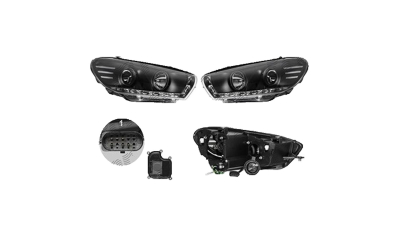 Set faruri VW Scirocco (1k8), 07.2008-, partea Stanga+Dreapta, Tuning, Fata, cu lumina de parcare LED; H1+H7; manual; negru, transparent; tuning, Taiwan