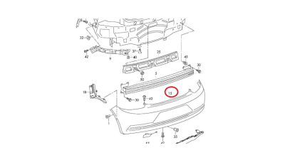 Bara spate VOLKSWAGEN SCIROCCO (1K8), 07.2008- model R,cu 4 gauri pentru Senzori de parcare (PDC); grunduit
