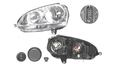 Far Volkswagen Golf 5 (1k), 10.2003-05.2009; Jetta/Golf Combi (1k5/1km), 09.2005-09.2010, fata, Stanga, H7+H7+PY21W+W5W; electric; silver; cu motor, DEPO