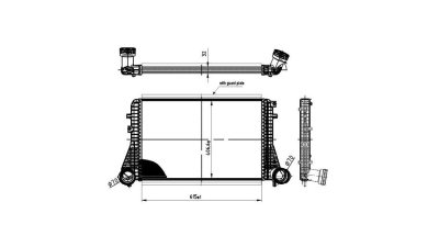 Intercooler Seat Altea (5P), 08.2004-2015, motor 1.9 TDI 77kw, 2.0 TDI 100/103kw, diesel, cu/fara AC, aluminiu brazat/plastic, 617x406x32 mm, 