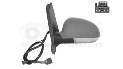 Oglinda exterioara VW Golf 5 Plus (5M) 01.2005-01.2009 Partea Stanga Crom Asferica Electrica Cu Incalzire, carcasa grunduita, cu semnalizare,