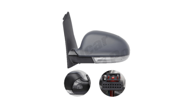 Oglinda exterioara Volkswagen Golf 5 Plus (5m), 01.2005-01.2009; Golf 6 Plus, 01.2009-2014, Stanga, reglare electrica; grunduita; incalzita; geam asferic; cromat; pliere electrica; cu semnalizare; cu lampa perimetru