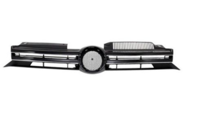 Grila masca radiator VW Golf 6 (5k), 10.2008-, Fata, cu 2 ornamente cromate; deschis; Negru stralucitor, Aftermarket