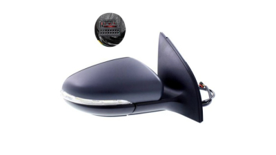 Oglinda exterioara VW Golf 6 (1L) 10.2008-2013 model HATCHBACK; Partea Dreapta Crom Convex Electrica Cu Incalzire, carcasa grunduita, cu semnalizare, cu pliere; mufa de 16 gauri / 8 pini