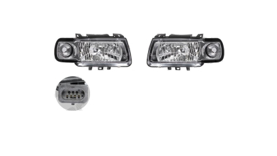 Set faruri tuning VW POLO (6N) Hatchback, 10.1994-08.1999, Taiwan, partea stanga+dreapta, tip bec H4; manual; transparent, argintiu;