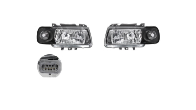 Set faruri tuning VW POLO (6N) Hatchback, 10.1994-08.1999, Taiwan, partea stanga+dreapta, tip bec H4; manual; negru, transparent;
