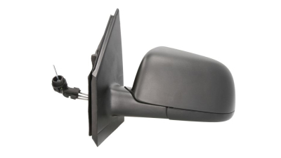 Oglinda usa exterioara VW Polo (9n), 10.2001-04.2005, partea Stanga, ajustarea prin cablu; carcasa neagra; sticla asferica; geam cromat, Aftermarket