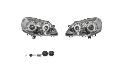 Set faruri tuning VW POLO (9N3), 04.2005-08.2009, Taiwan, partea stanga+dreapta, H1+H1; manual; transparent, argintiu;
