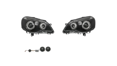 Set faruri tuning VW POLO (9N3), 04.2005-08.2009, Taiwan, partea stanga+dreapta, H1+H1; manual; negru, transparent;