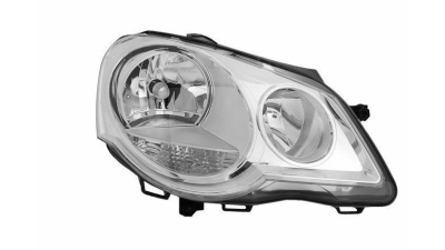 Far Vw Polo (9n3) 04.2005-08.2009, Dreapta, tip bec H1+H7, reglare electrica, cu motoras, ECE, cu rama argintie, Depo, 6Q1941008AJ, 6Q1941008AK