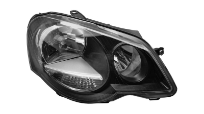 Far VW Polo (9n3), 04.2005-08.2009, Model Gti, partea Dreapta, H1+H7; electric; reflector negru; cu motor, DJ AUTO