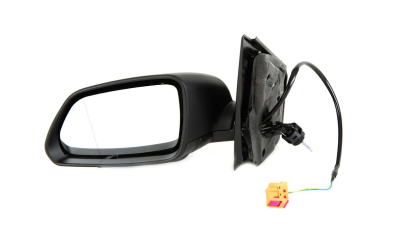 Oglinda exterioara VW Polo (9N3) Hatchback 04.2005-08.2009 Partea Stanga Crom Asferica, manuala Fara Incalzire, carcasa grunduita, cu semnalizare