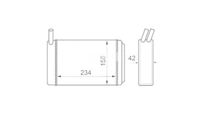 Radiator incalzire habitaclu 234x156x42mm, MAHLE 9532N81B