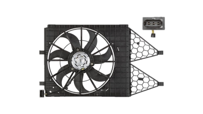 GMV radiator electroventilator VW Polo (6R), 2009-2017, motor 1.0; 1.0 TSI; 1.2, 1, 4; 1.6; benzina, cu AC, 390 mm; 3 pini, fara pre-rezistor, 