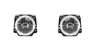 Set faruri tuning VW GOLF II (19E/1G), 83-1992, DEPO, partea stanga+dreapta, H4; manual; negru, transparent; cu rama;