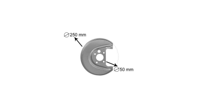 Protectie stropire disc frana Audi A3 (8l), 01.1996-2003, Tt (8n), 10.1998-05.2006, Seat Leon (1m1), 11.1999-05.2005; Toledo (1m2), 04.1999-09.2004, Vw Golf 4, 08.1997-09.2006, Spate, Stanga, metal