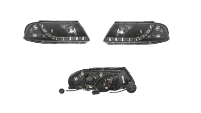 Set faruri tuning VW PASSAT (B5), 11.2000-01.2005, Taiwan, partea stanga+dreapta, pozitie pe LED;tip bec H1+H1; manual/electric; negru, transparent; fara motor;