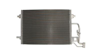 Condensator climatizare VW Passat (B5), 11.2000-05.2005, motor 1.9 TDI, 74kw/96 kw diesel, 2.0 TDI, 100 kw; 2.5 TDI, 120 kw/132 kw diesel, cutie manuala/automata, full aluminiu brazat, 615 (565)x405x17 mm, fara filtru uscator