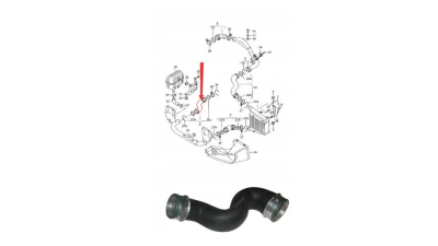Furtun intercooler, supraalimentare Skoda Superb 2002-2008; Vw Passat (B5) 2000-2005, cauciuc, motorizare 1.8 T benzina; 1.9 TDI si 2.0 TDI  diesel, 3B0145828D, partea dreapta inferioara