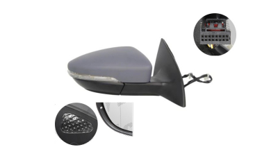 Oglinda usa exterioara VW Passat Cc (357), 06.2008-02.2012; Cc (358), 02.2012-07.2017, partea Dreapta, reglare electrica; grunduit; incalzit; sticla convexa; geam cromat; rabatabil; memorie; 13 pini; cu Lucas; cu lampa perimetru, Aftermarket