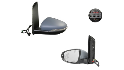 Oglinda exterioara Volkswagen Touran (1t3), 07.2010-08.2015, Dreapta, reglare electrica; grunduit; incalzita; geam convex; cromat; 6 pini; cu semnalizare