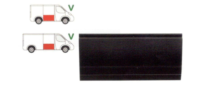 Panou reparatie usa VW TRANSPORTER (T4)/CARAVELLE/MULTIVAN, 07.1990-.2003, partea dreapta, lungime 1233 mm; usa culisanta, cu 3 nervuri, 
