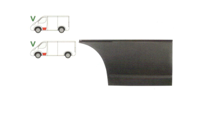 Panou reparatie usa VW TRANSPORTER (T4)/CARAVELLE/MULTIVAN, 07.1990-.2003 model Scurt/Mijlociu, partea stanga, parte inferioara, usa fata, cu 2 nervuri, 