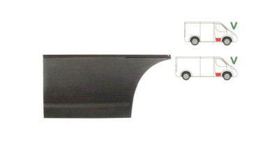 Panou reparatie usa VW TRANSPORTER (T4)/CARAVELLE/MULTIVAN, 07.1990-.2003 model Scurt/Mijlociu, partea dreapta, inaltime 505 mm; parte inferioara; usa fata; cu 2 nervuri, 