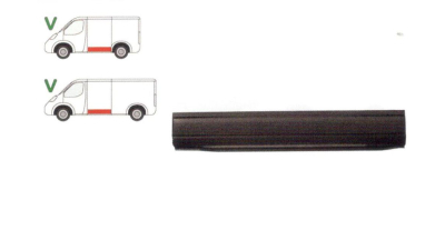 Segment reparatie panou lateral Vw Transporter (T4)/Caravelle/Multivan 07.1990-03.2003 , partea Stanga, Inferior, Metal,Lungimea 1395 Mm,Inaltimea 220mm ,Cu O Nervura, Pt Modele Scurt/Mijlociu, 