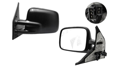 Oglinda exterioara VW Transporter (T4)/Caravelle/Multivan 07.1990-03.2003 Partea Stanga Crom Plana Electrica Cu Incalzire, carcasa neagra, 5 pini, View Max