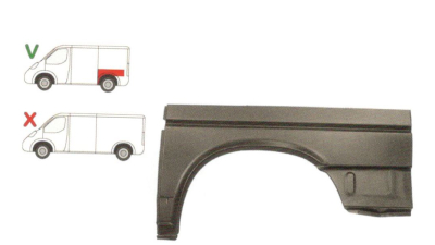 Aripa spate Vw T4 9/1990-2003, Scurt Partea Stanga, inaltime 1/3, (pentru modelul scurt )
