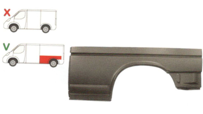 Aripa spate Vw T4 9/1990-03.2003, Lung, Partea Stanga, Latime 1725 mm, 815 Mm (pentru modelul lung)