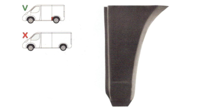 Segment reparatie aripa spate Vw Transporter T4 1990-2003, Scurt Partea Stanga, punte Spate in fata rotii, lungime 270 mm, inaltime 395 mm, (pentru modelul scurt )